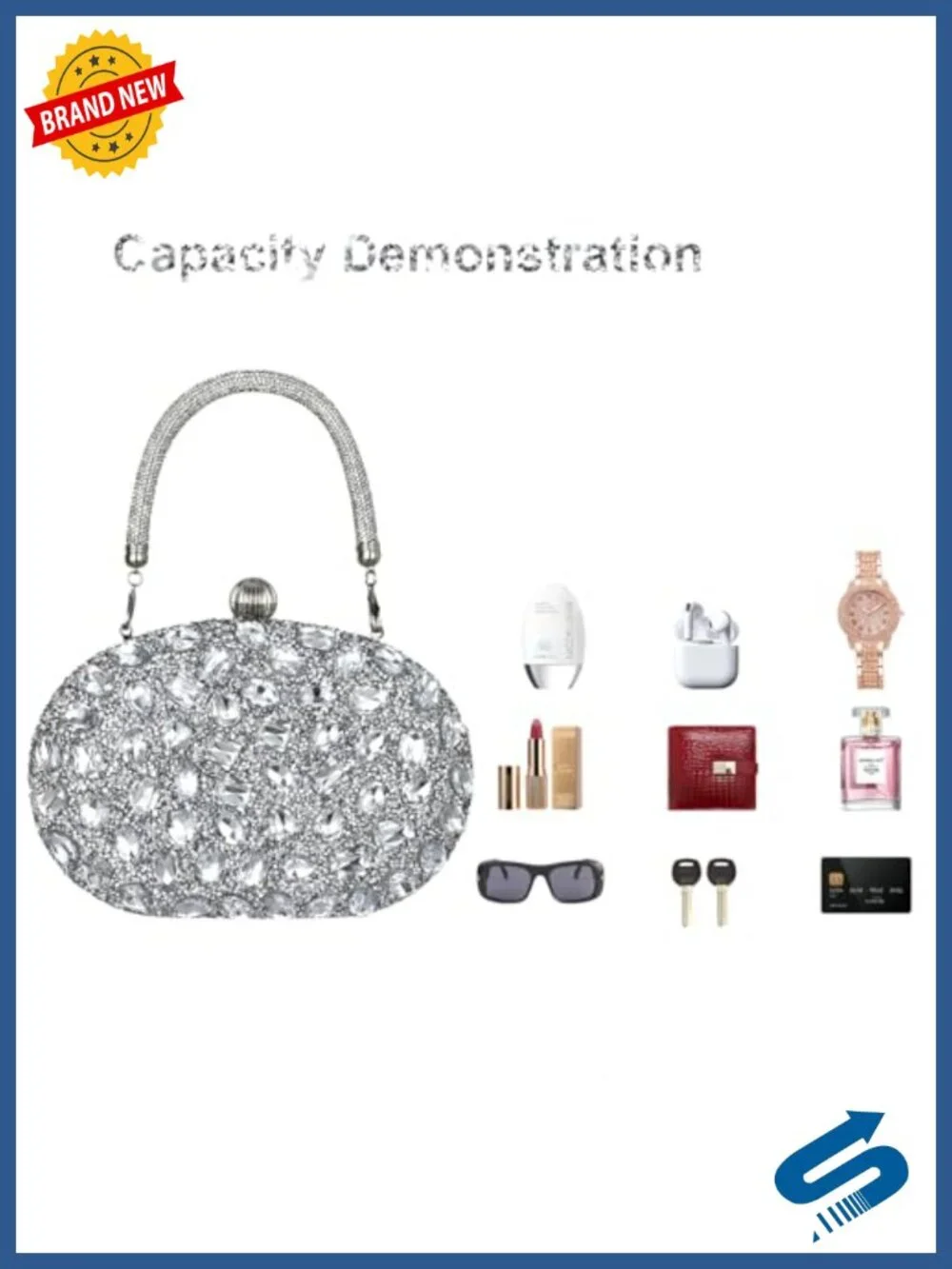 Sparkling Rhinestone Evening Bag Clutch Crossbody Purse